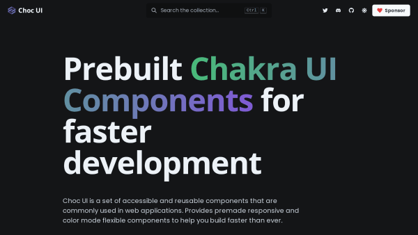 Choc UI's website screenshot