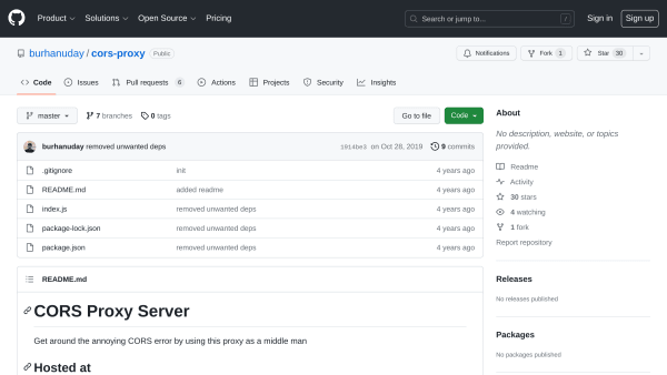 CORS Proxy's website screenshot