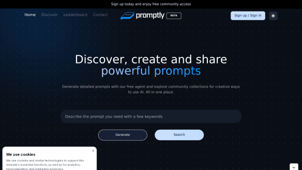 Promptly's website screenshot
