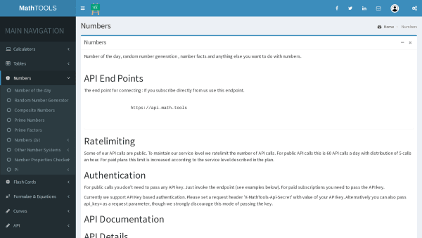Numbers's website screenshot