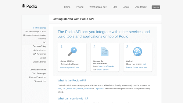 Podio's website screenshot