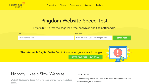 Pingdom's website screenshot