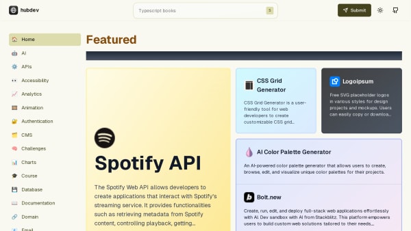 Hubdev's website screenshot