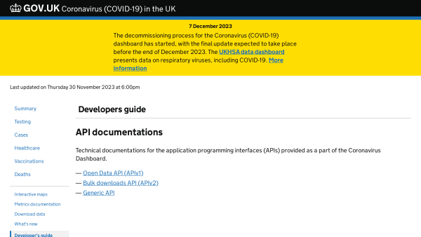 Coronavirus in the UK's website screenshot