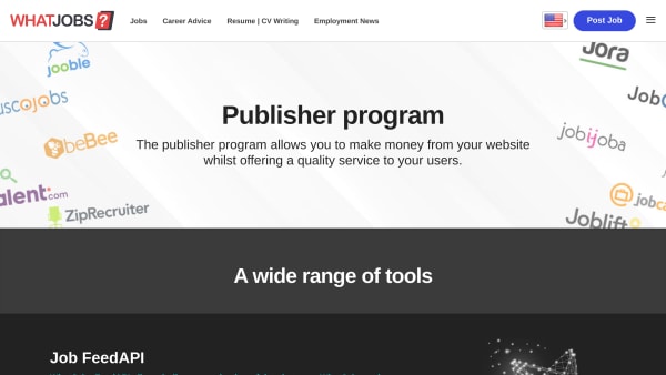 WhatJobs's website screenshot