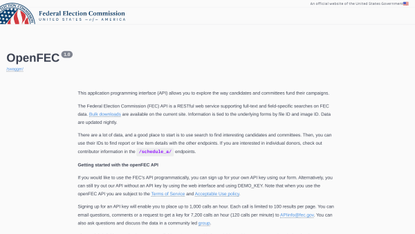 FEC's website screenshot