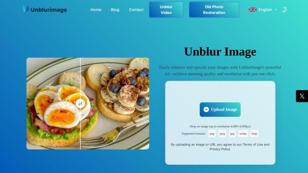 Unblurimage AI's website screenshot