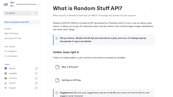 Random Stuff's website screenshot