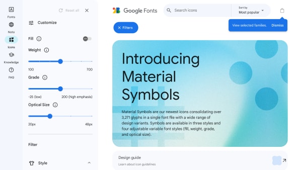 Google Icons's website screenshot