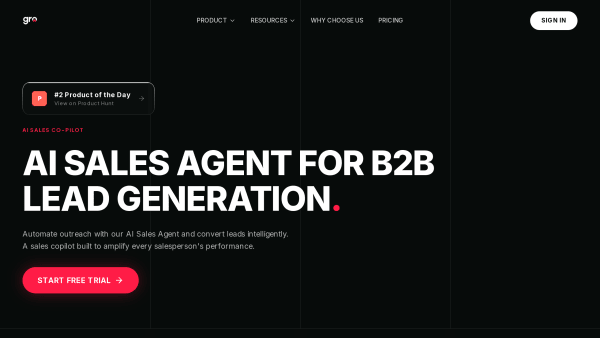 Gro's website screenshot