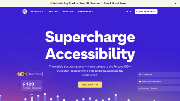 Stark's website screenshot