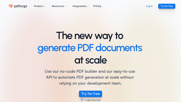 pdforge's website screenshot