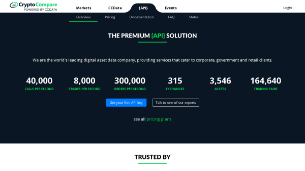 CryptoCompare's website screenshot