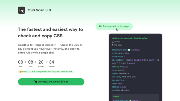 CSS Scan's website screenshot