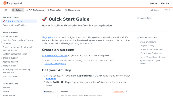 FingerprintJS Pro's website screenshot