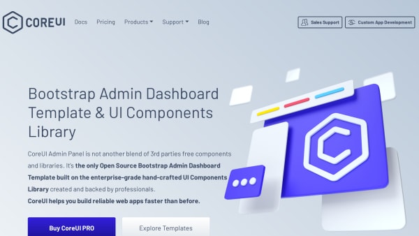 CoreUI's website screenshot
