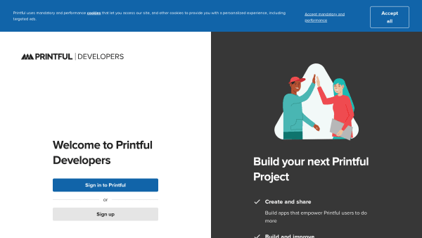 Printful's website screenshot