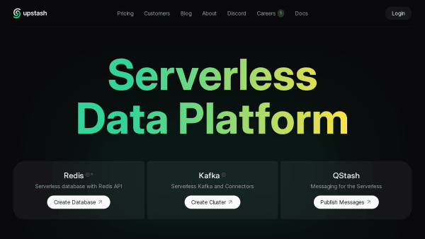 Upstash's website screenshot