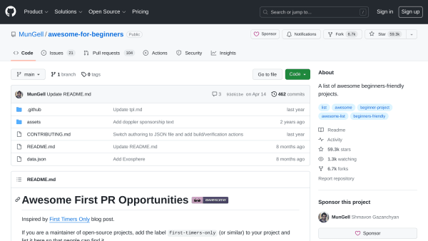 Awesome for Beginners's website screenshot