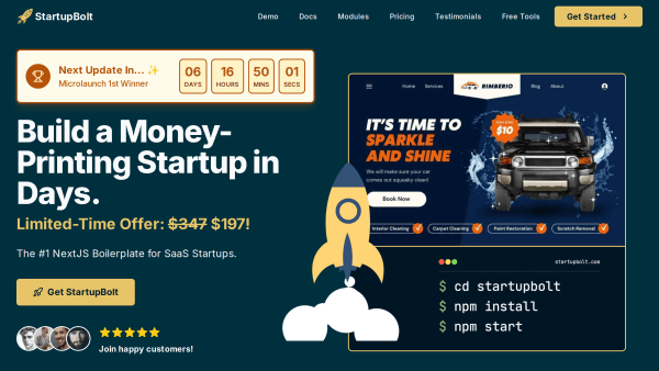 StartupBolt's website screenshot