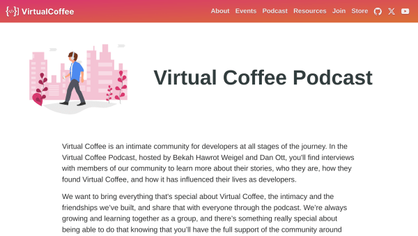 Virtual Coffee's website screenshot