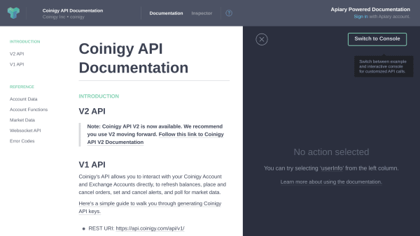 Coinigy's website screenshot