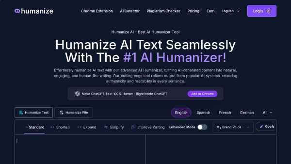 Humanize AI's website screenshot