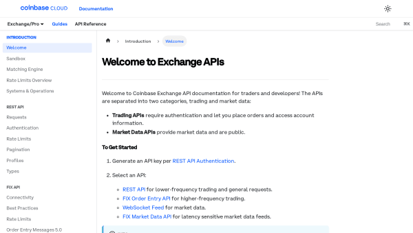 Coinbase Pro's website screenshot