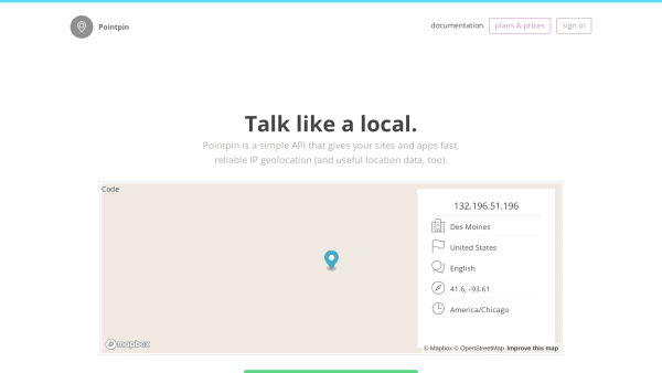 Pointpin's website screenshot