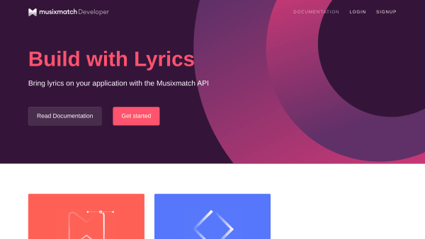 Musixmatch's website screenshot