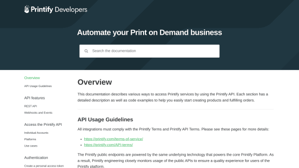 Printify's website screenshot