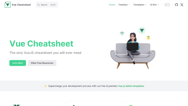 Vue Cheatsheet's website screenshot