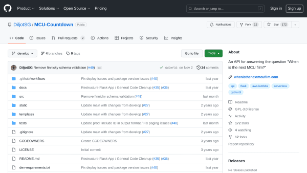 MCU Countdown's website screenshot