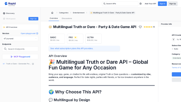 Multilingual Truth or Dare Game 's website screenshot