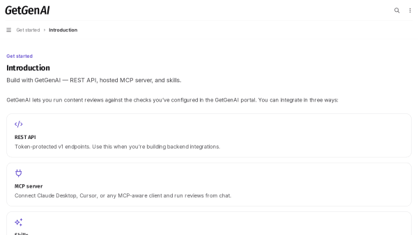 GetGenAI (Gen Content Review API)'s website screenshot