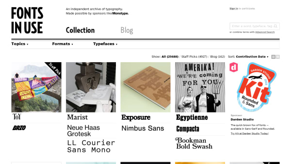Fonts In Use's website screenshot
