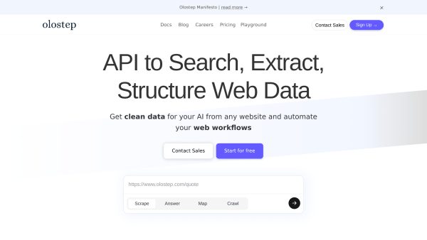 Olostep's website screenshot
