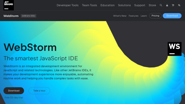 WebStorm's website screenshot