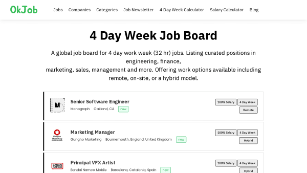 OkJob's website screenshot
