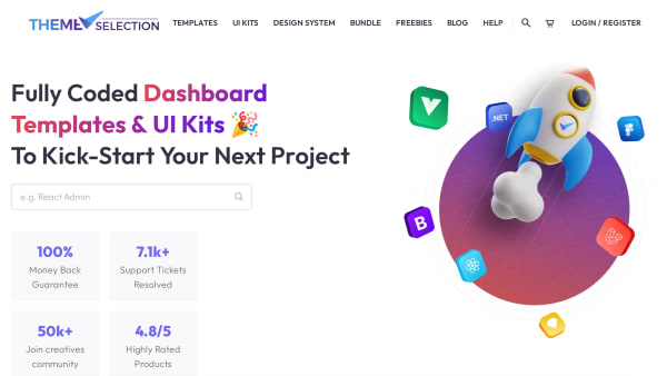 Themeselection's website screenshot