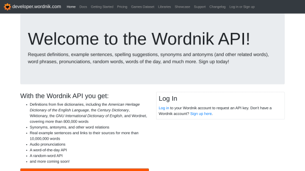 Wordnik's website screenshot