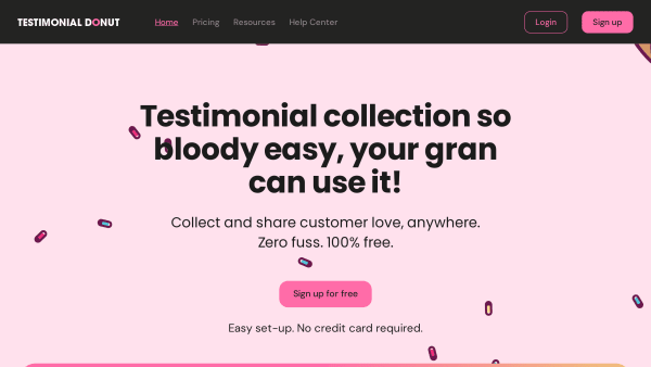 Testimonial Donut's website screenshot