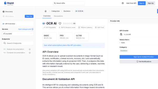 OCR AI's website screenshot