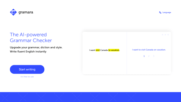 Gramara's website screenshot