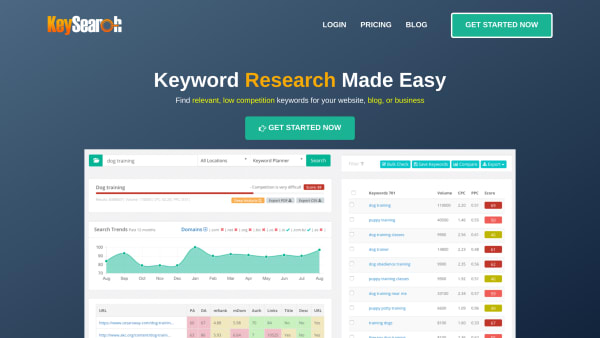 Keysearch's website screenshot