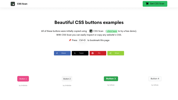 Beautiful CSS buttons examples's website screenshot
