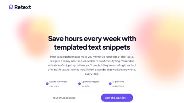Retext's website screenshot