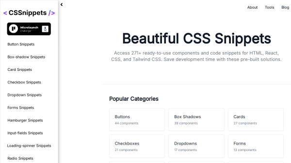CSSnippets's website screenshot