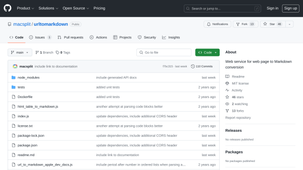 URL to Markdown's website screenshot