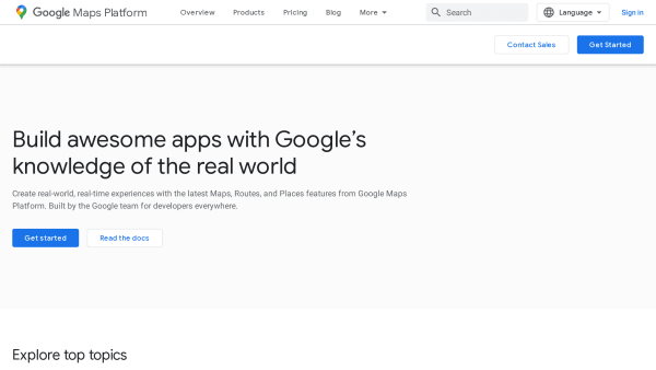 Google Maps's website screenshot